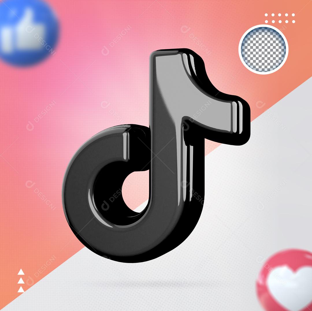 Tiktok 3D Elemento Para Composição PSD