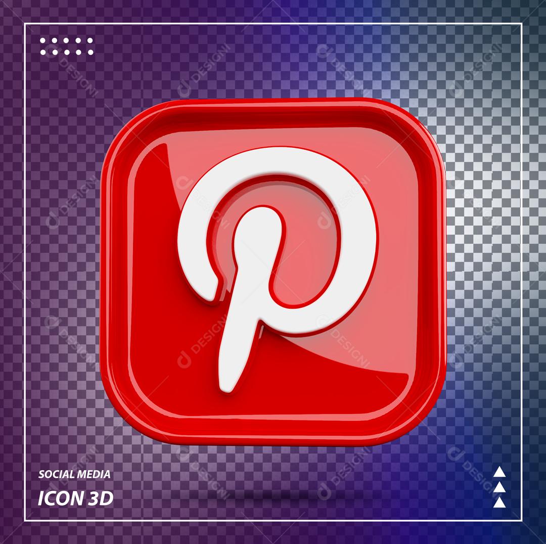 Elemento 3D Pinterest Para Composição PSD
