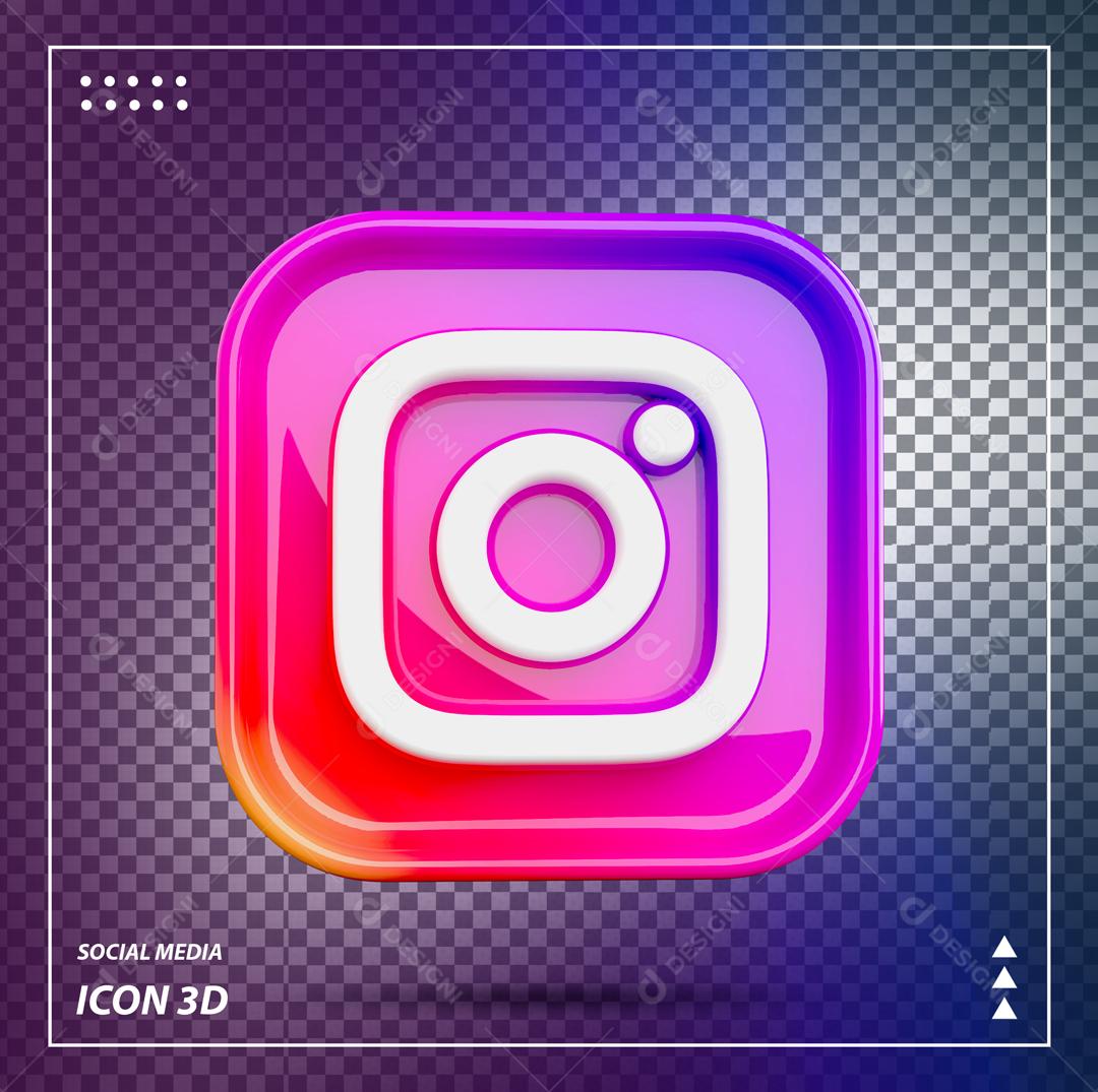 Elemento 3D Instagram Para Composição PSD