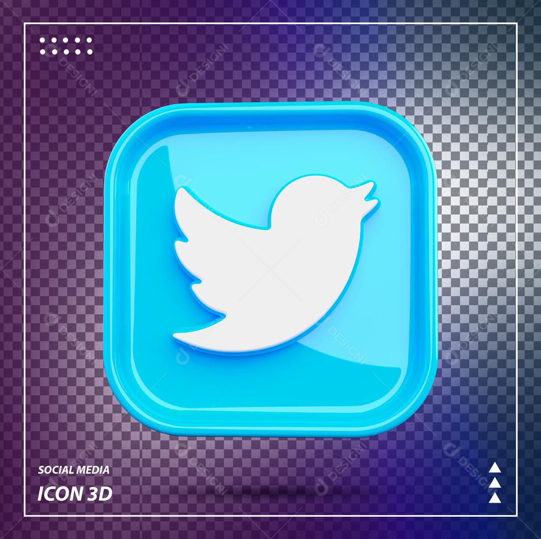 Elemento 3D Twitter Para Composição PSD
