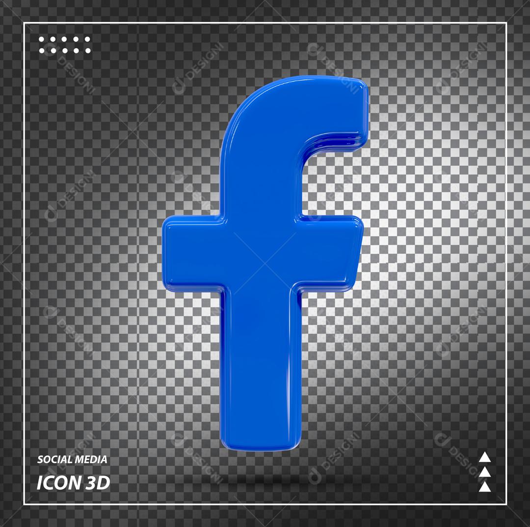 Facebook 3D Icone Para Composição PSD