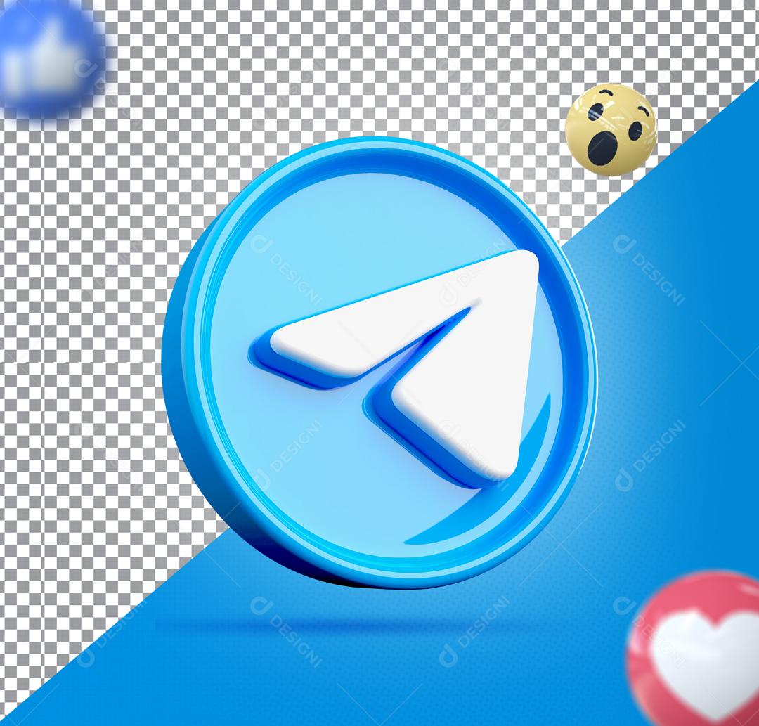 Telegram Azul Ícone 3D Elemento Para Composição PSD