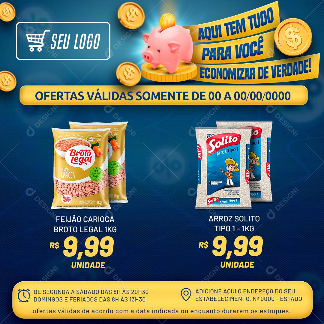 Encarte Supermercado Aqui Tem Tudo Para Você Social Media PSD Editável