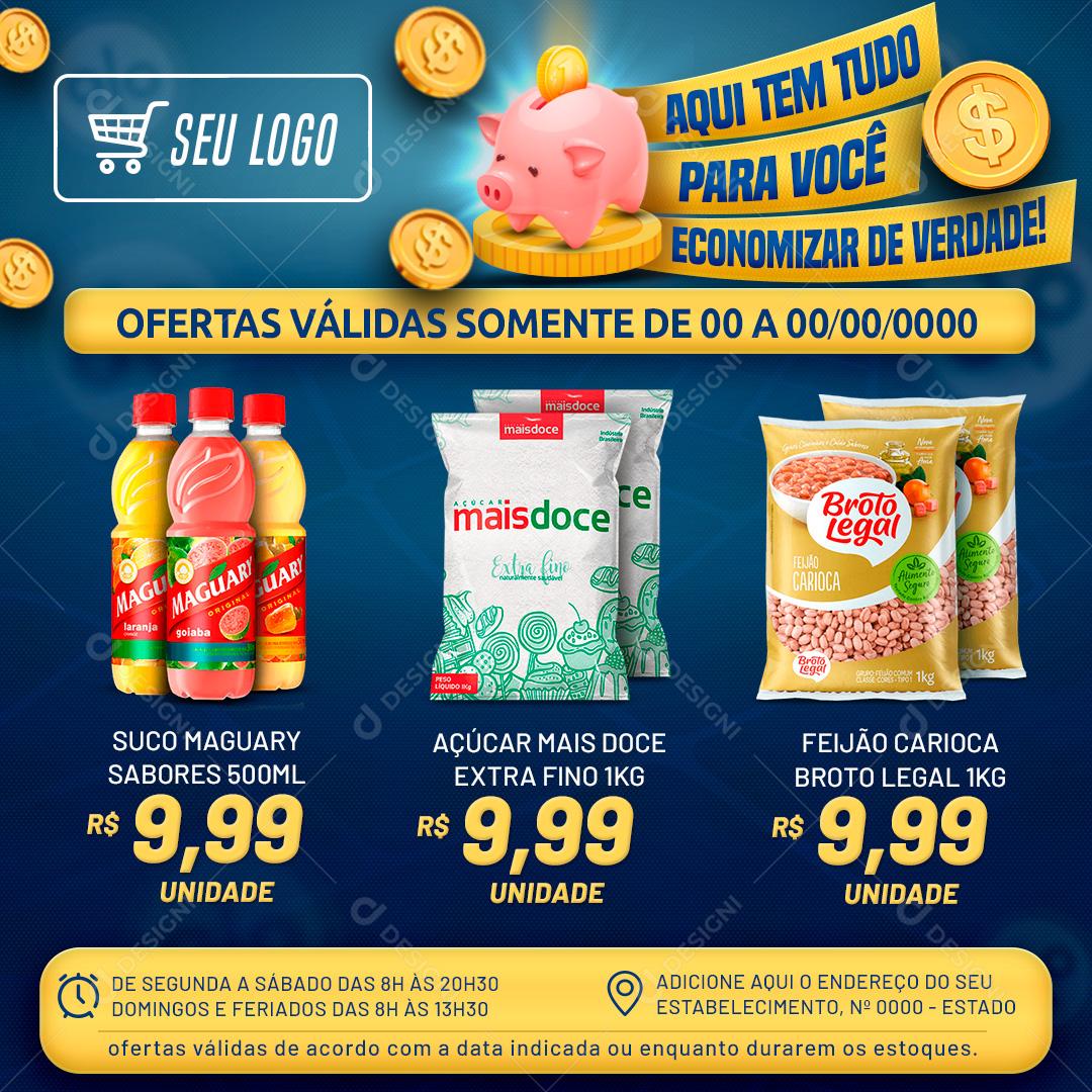 Encarte Supermercado Aqui Tem Tudo Para Você Social Media PSD Editável