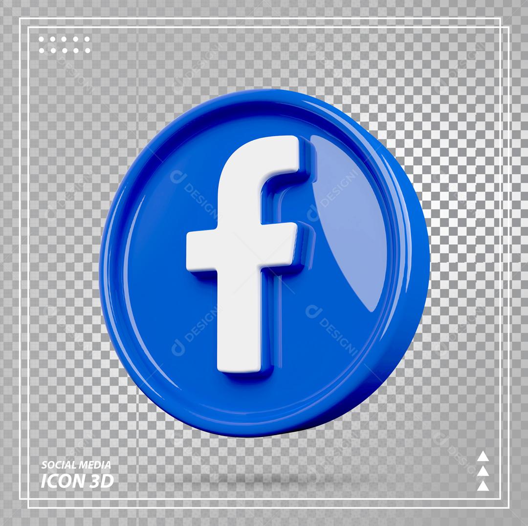 ícone Facebook 3D Elemento Para Composição PSD