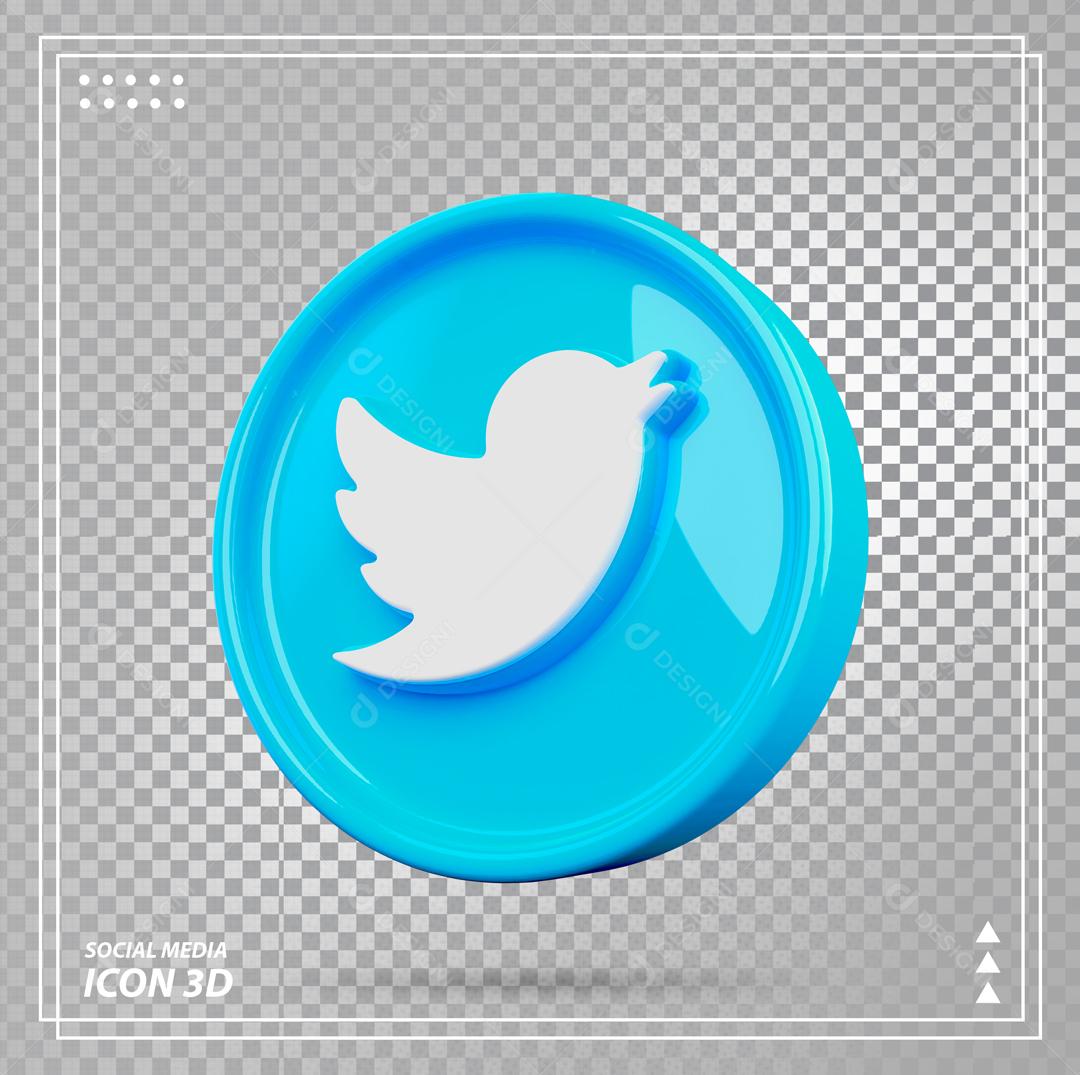ícone Twitter Elemento 3D Para Composição PSD