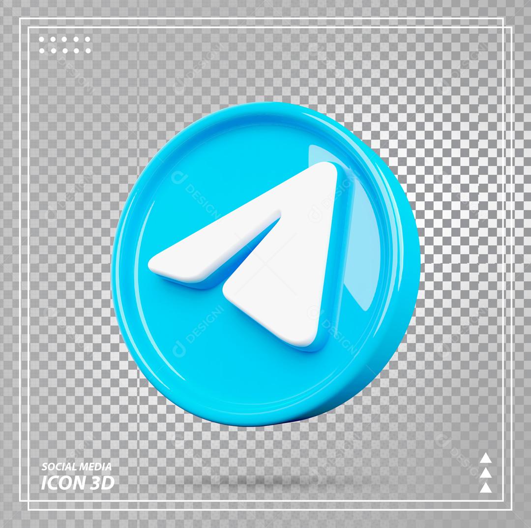 ícone Telegram Elemento 3D Para Composição PSD