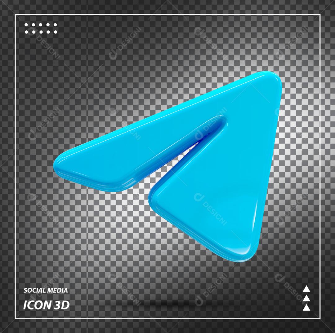 Telegram 3D Elemento Para Composição PSD