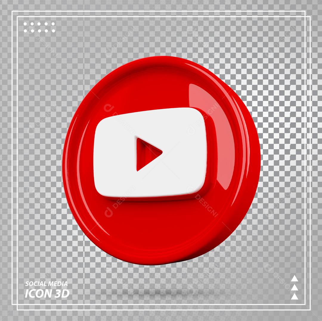 Ícone Youtube 3D Elemento Para Composição PSD