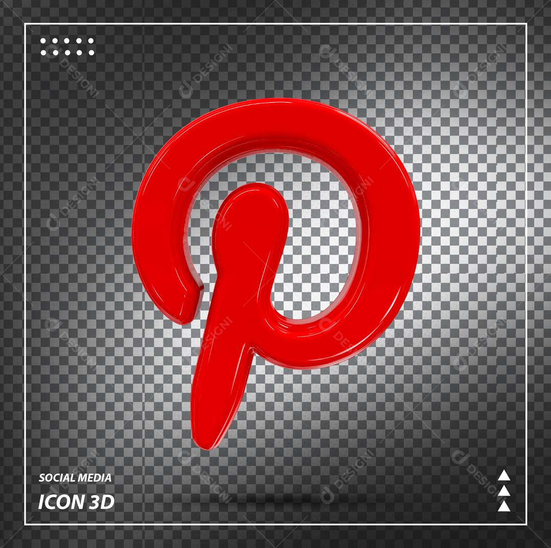 Elemento 3D Pinterest Para Composição PSD