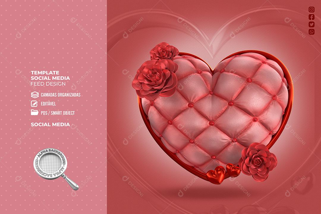 Coração de Dia Das Mães Elemento 3D Para Composição PSD