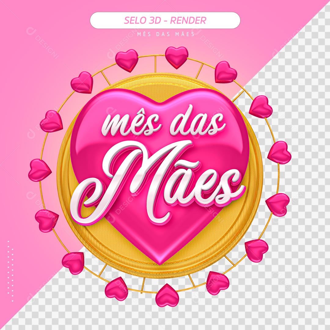 Selo 3D Mês Das Mães Coração PSD