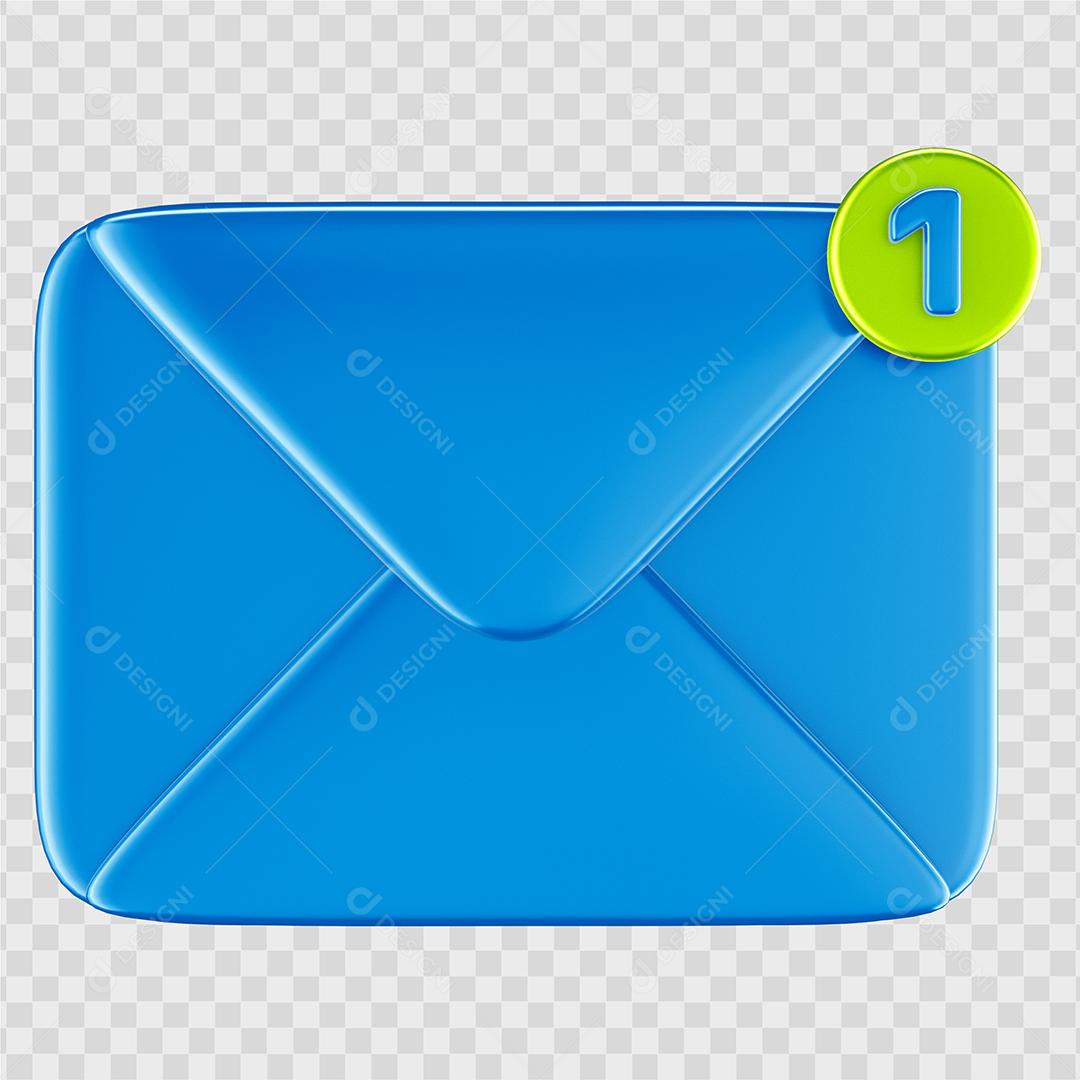 Ícone de notificação de mensagem azul Elemento 3D PSD