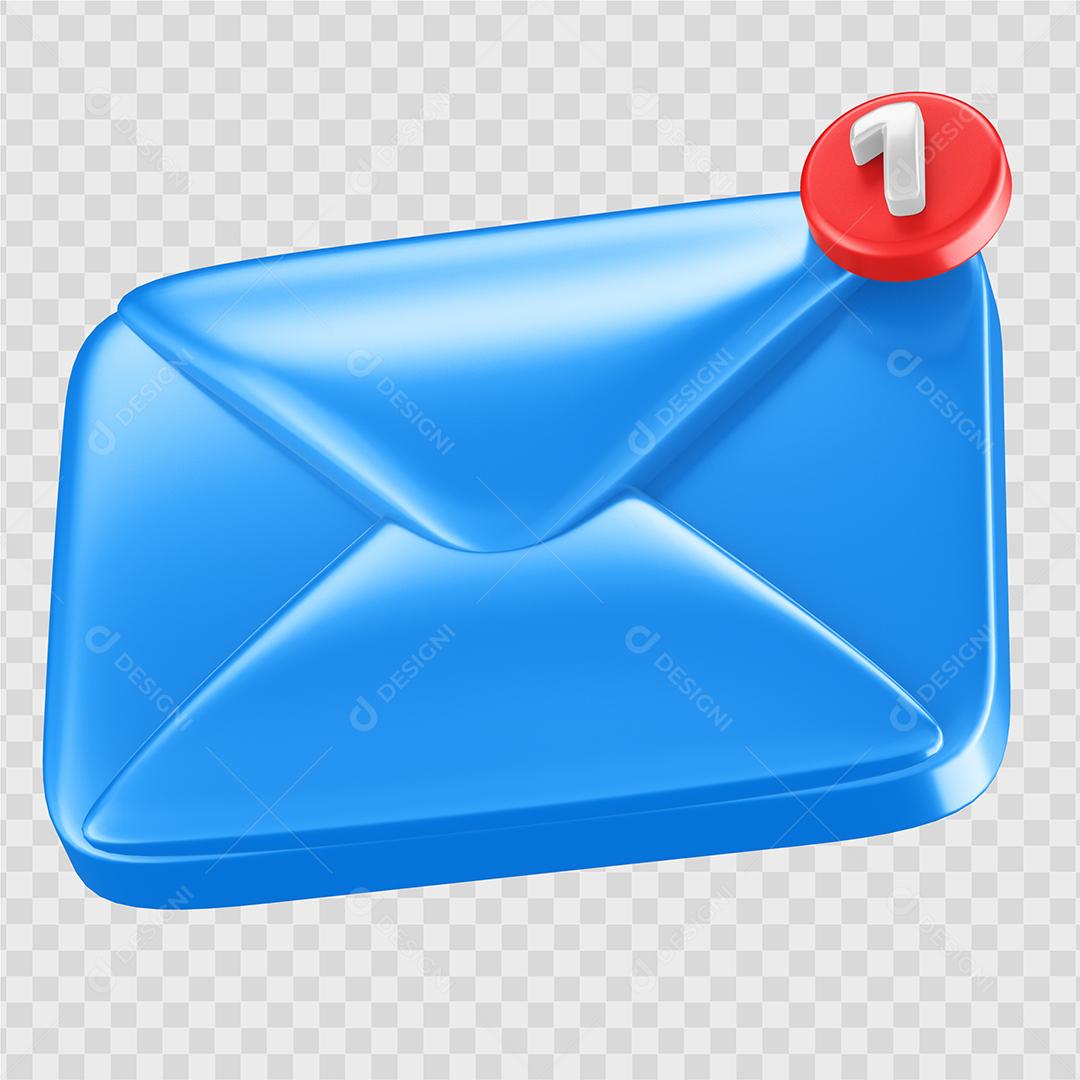 Ícone de notificação de mensagem azul Elemento 3D PSD