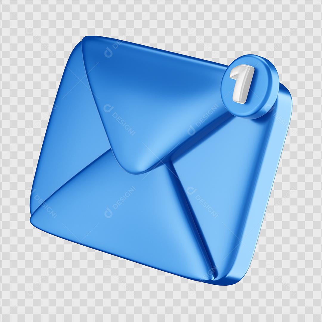 Ícone de notificação de mensagem azul Elemento 3D PSD