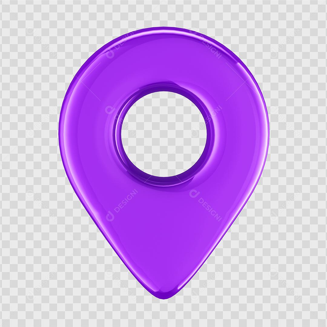 Elemento 3D Pin de Localização Roxo PSD
