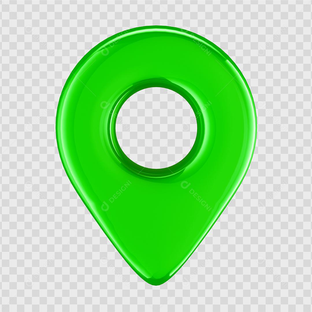 Elemento 3D Pin de Localização Verde PSD