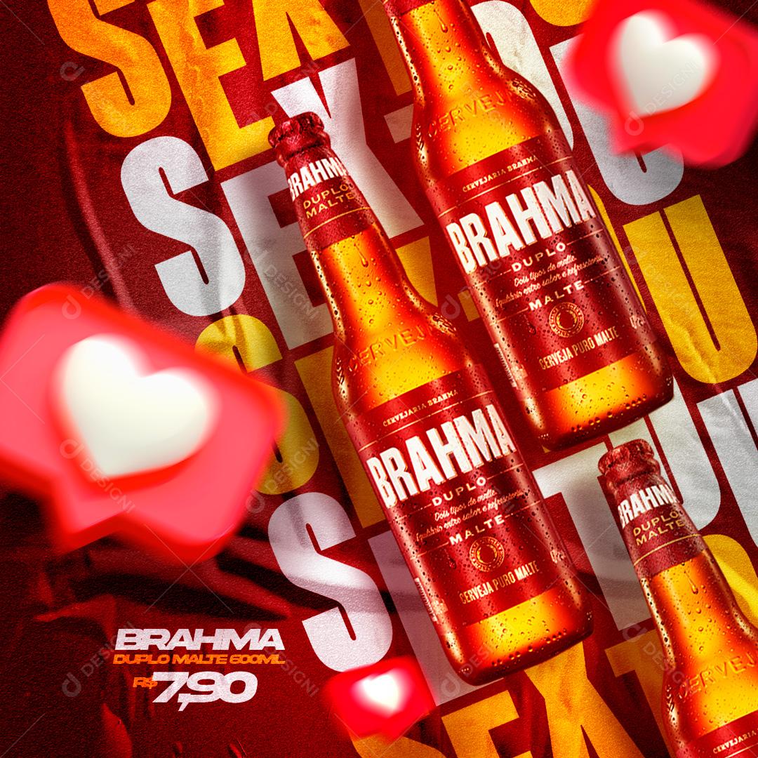 Social Media Distribuidora Sextou Cerveja Brahma PSD Editável