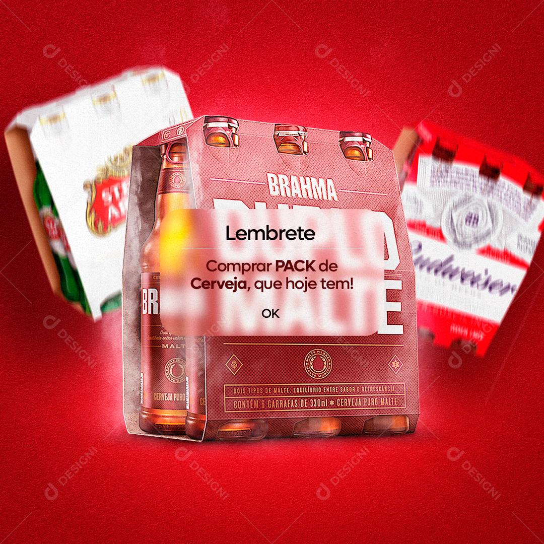 Social Media Distribuidora Lembrete Pack de Cerveja Brahma PSD Editável
