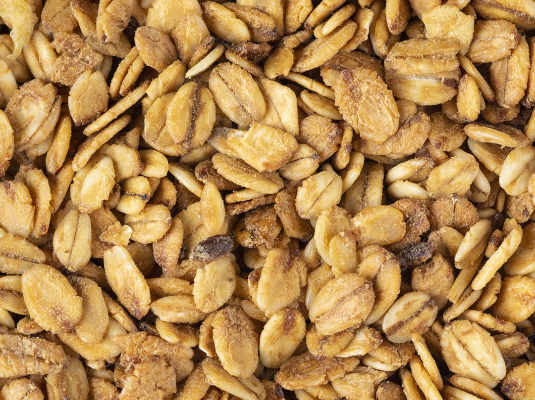 Vista superior, closeup de granola
