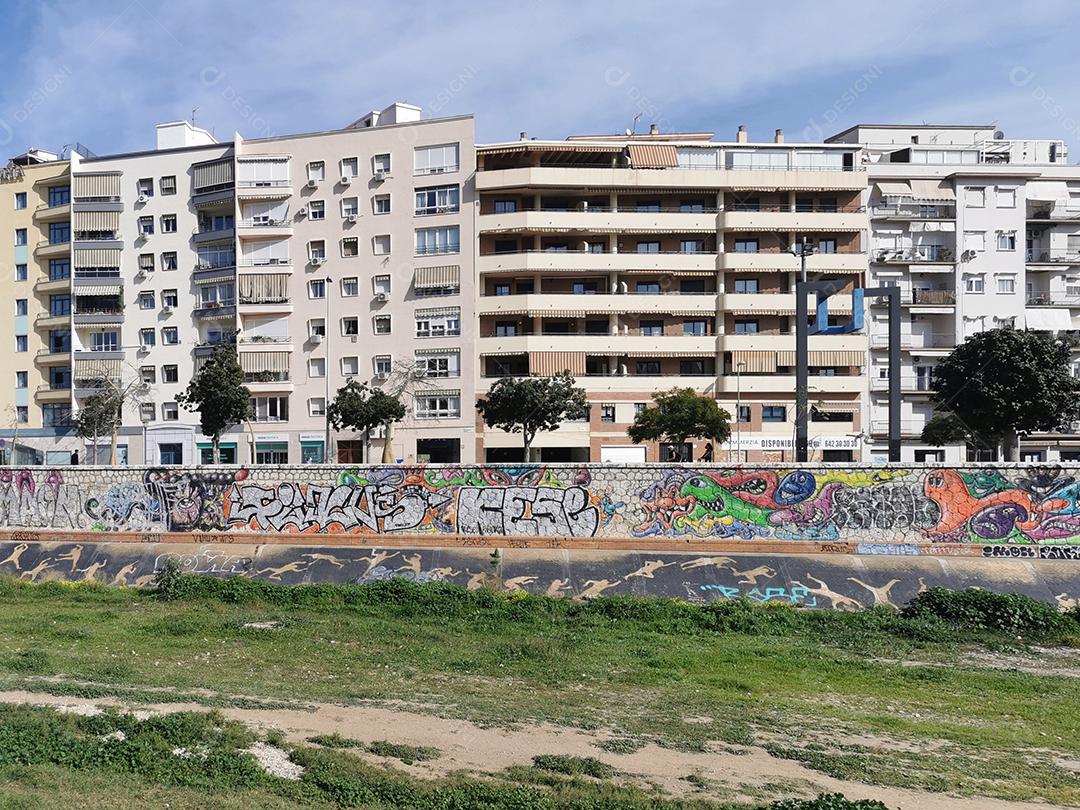 Málaga, Espanha - 18 de fevereiro de 2021: Vista das ruas do Soho Málaga.