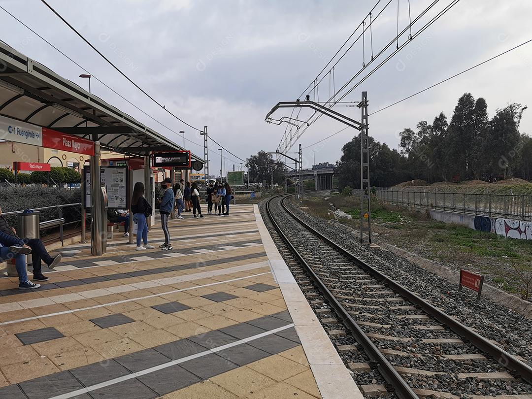 Málaga, Espanha - 20 de fevereiro de 2021: Vista da estação de trem na cidade de Málaga.