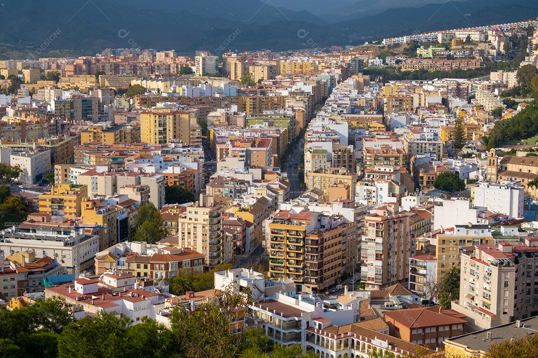 Vista de alto ângulo da cidade de Málaga na Espanha
