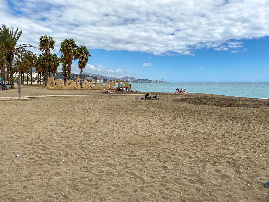 View of Malagueta beach in the city of Malaga in summer