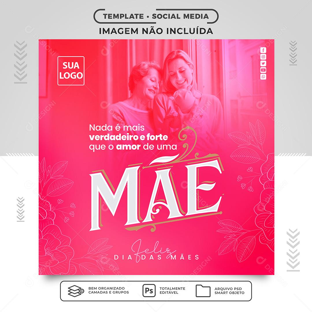 Social Media Feed Instagram Feliz Dia das Mães para Inserir Mensagem PSD