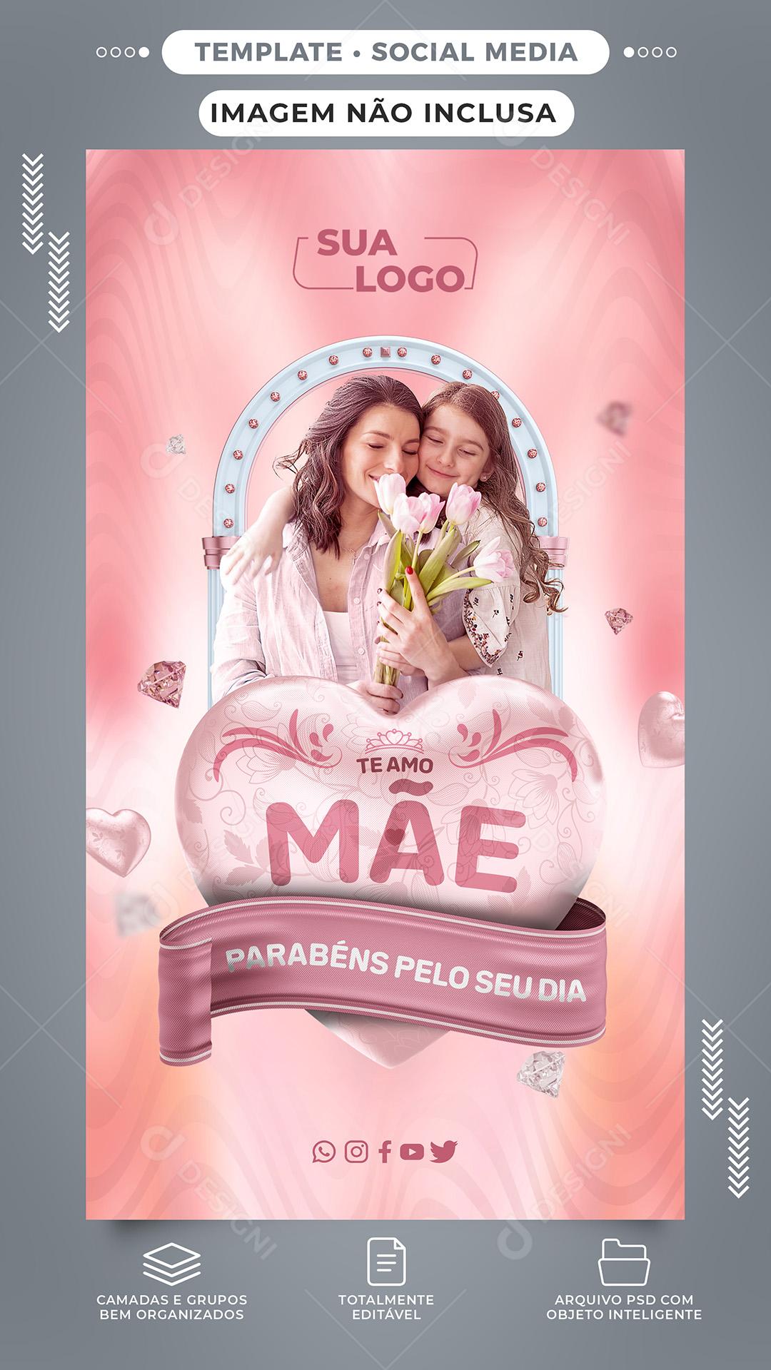 Feliz Dia das Mães Story de Mídia Social Com Texto Editável PSD