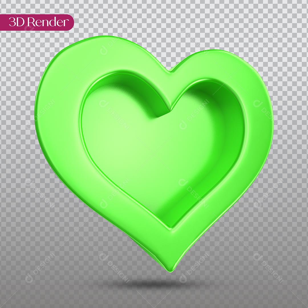 Coração Verde Elemento 3D Para Composição PSD