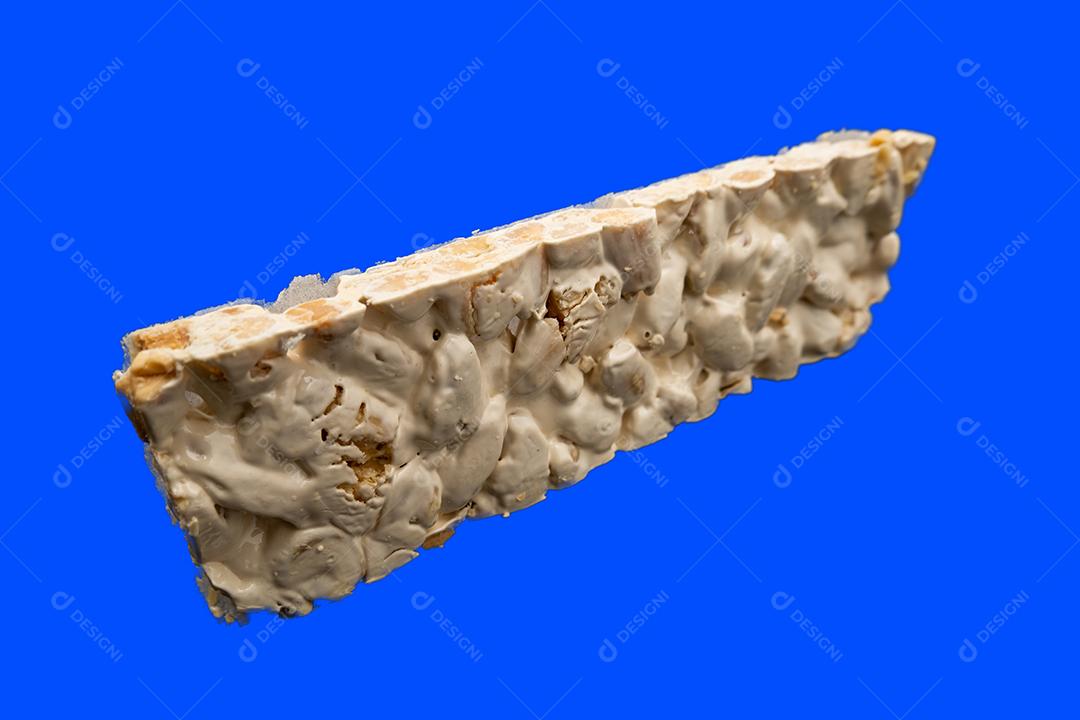 Vista em perspectiva do Natal Turrones sobre fundo azul..