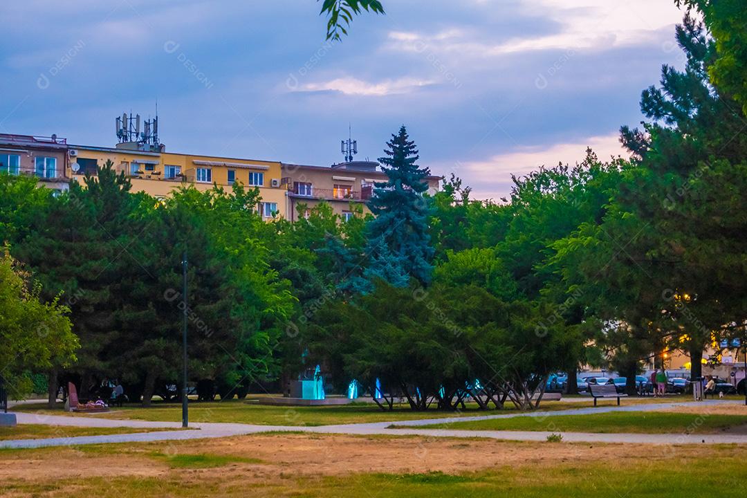 Vista de belas árvores em um parque na cidade de Bratislava.