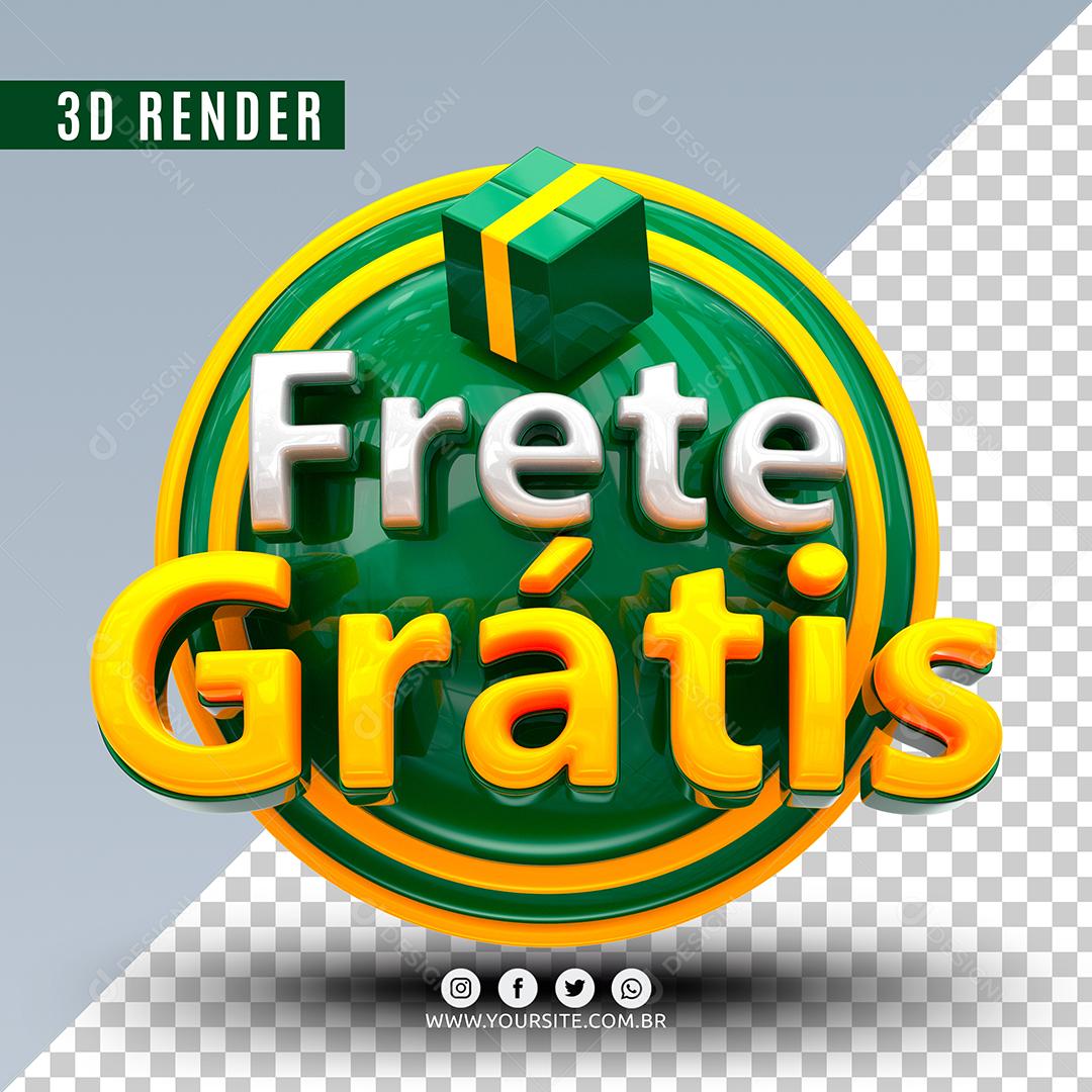 Selo 3D Frete Grátis Verde Para Composição PSD