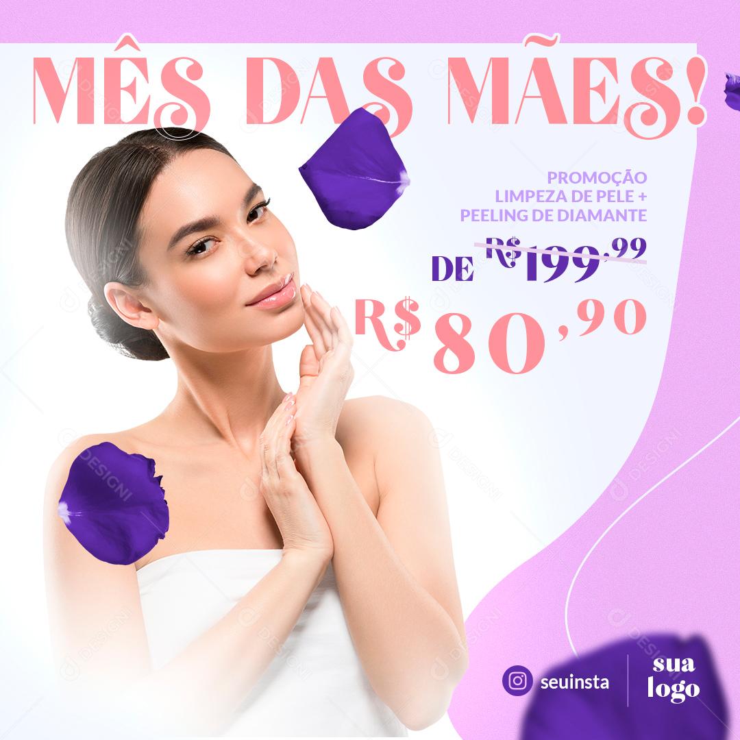 Social Media Mês das Mães promoção Limpeza de Pele Estética Facial PSD Editável
