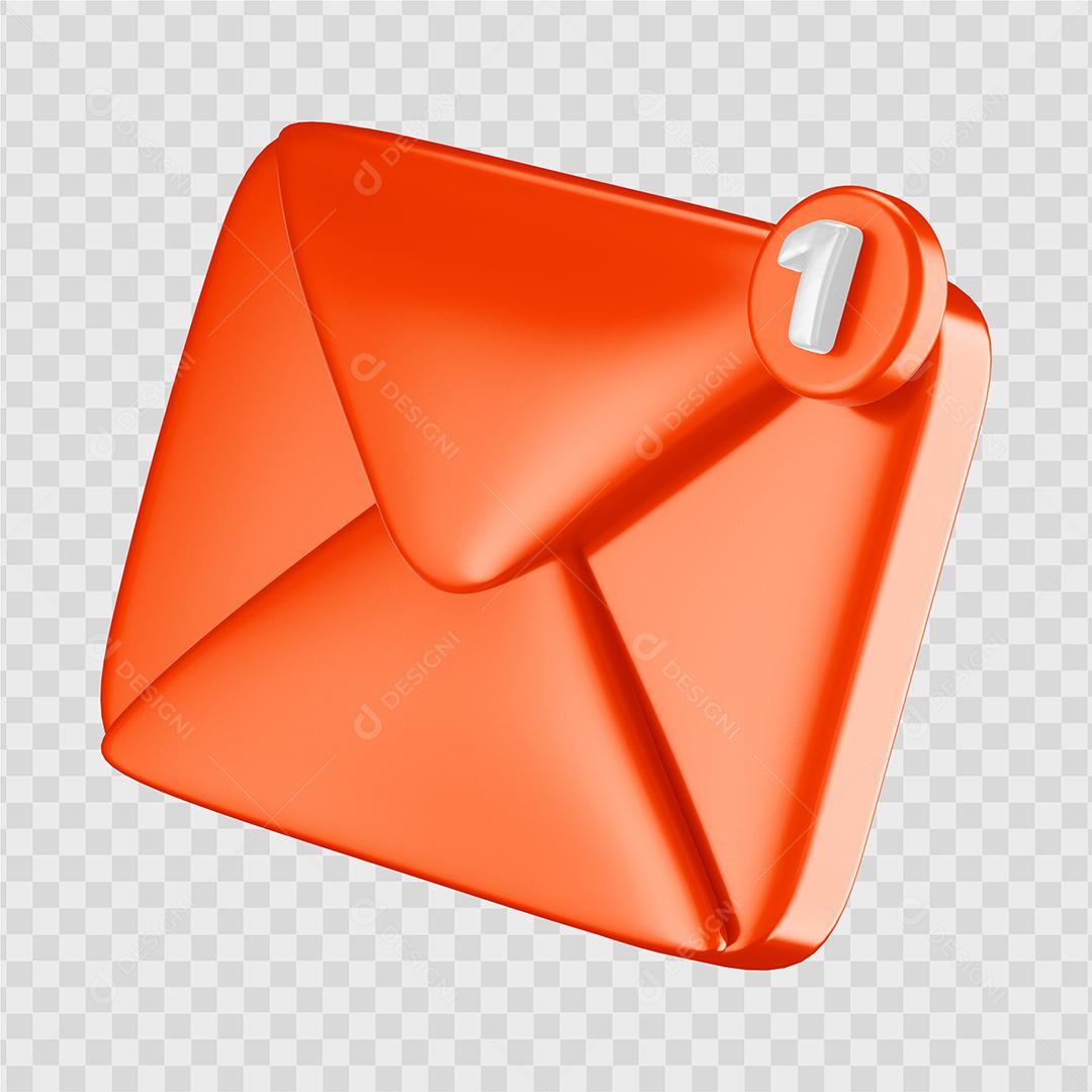 Ícone de notificação de mensagem Vermelho Elemento 3D PSD