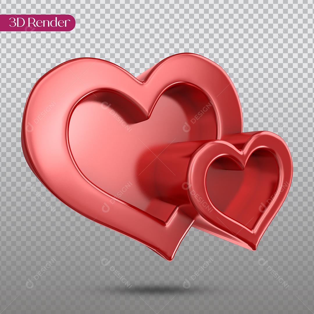 Coração Vermelho Elemento 3D Para Composição PSD