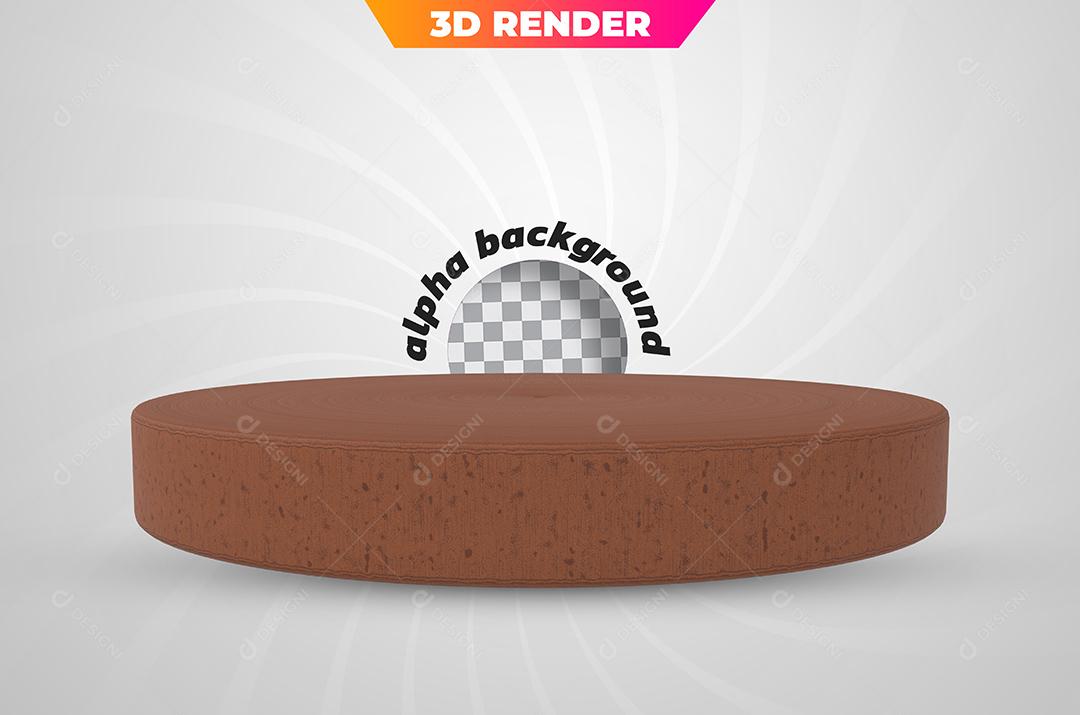 Podium com Textura de Madeira Elemento 3D Para Composição PSD