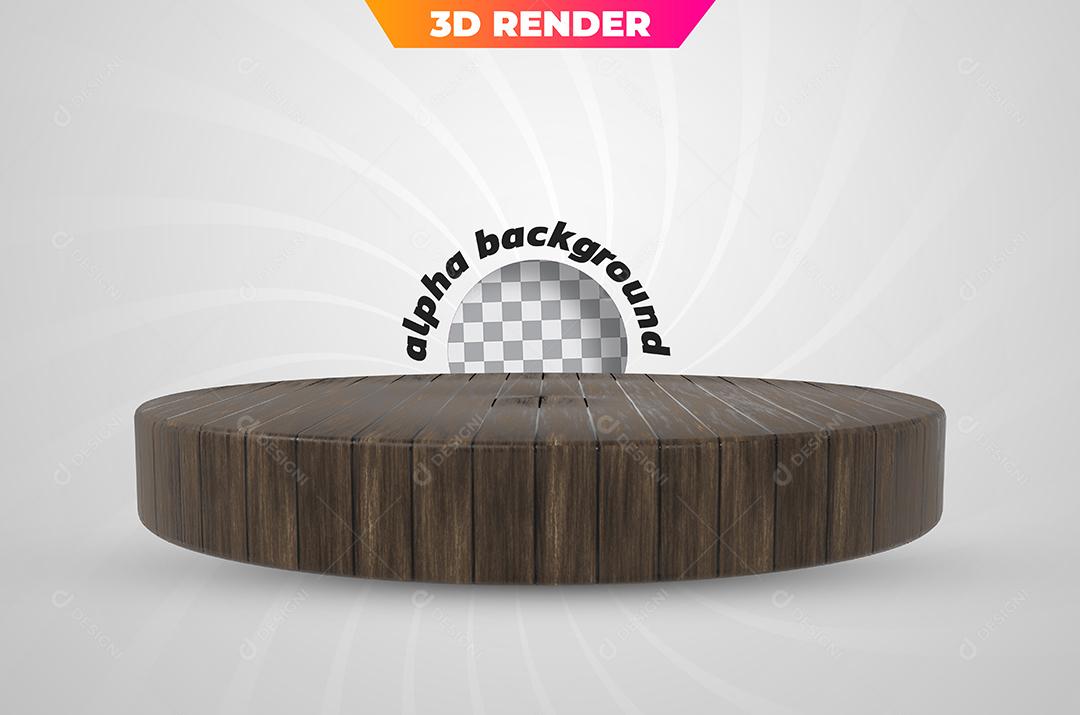 Podium de Madeira Elemento 3D Para Composição PSD