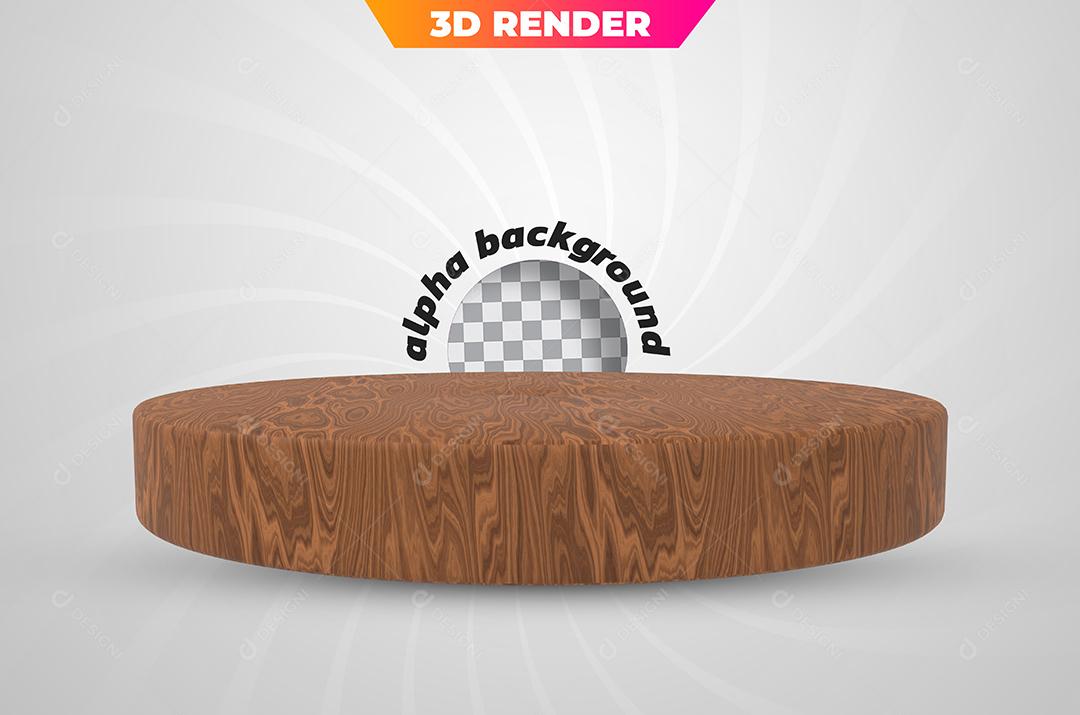Podium de Madeira Elemento 3D Para Composição PSD