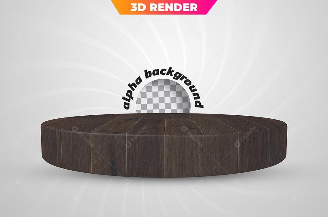 Podium de Madeira Elemento 3D Para Composição PSD