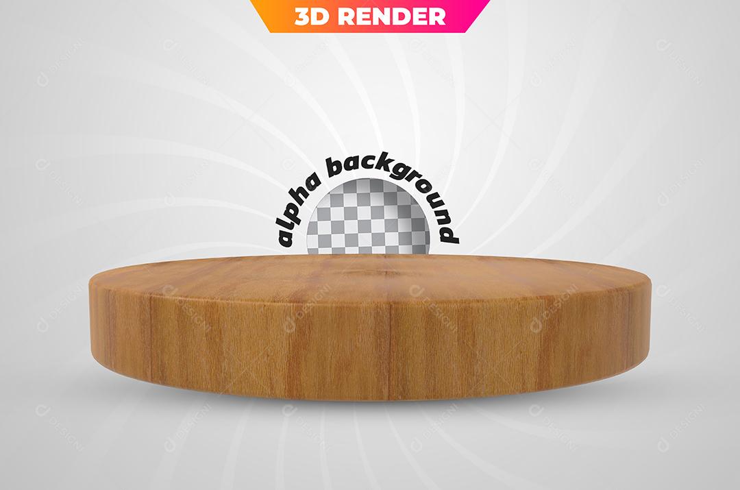 Podium com Textura de Madeira Elemento 3D Para Composição PSD