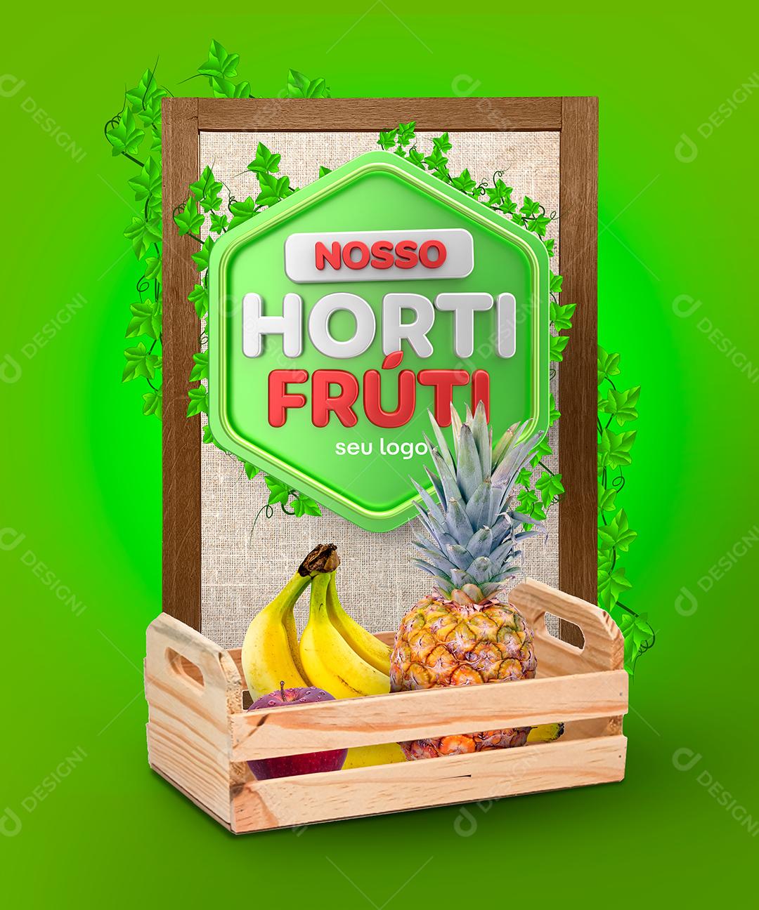 Selo 3D Nosso Hortifrúti Para Composição PSD