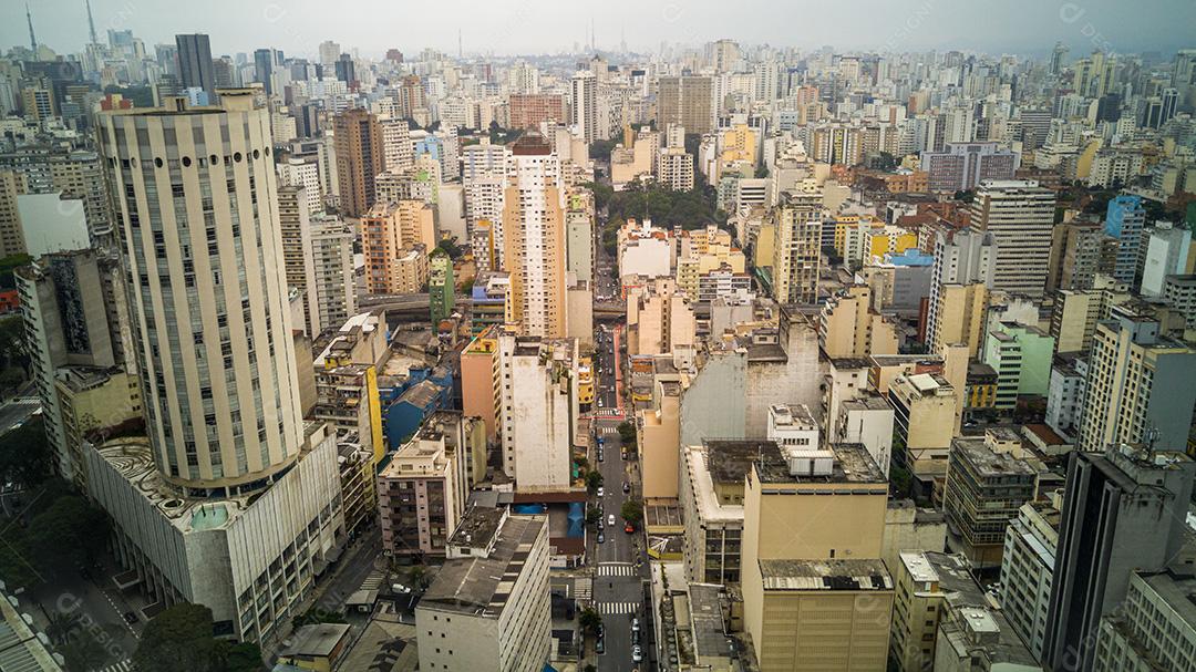 Vista aérea do Skyline do centro de São Paulo;
