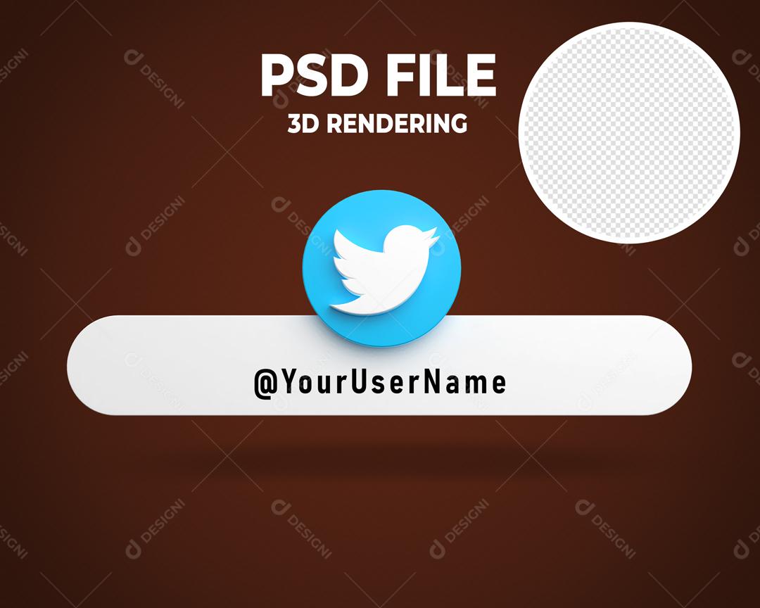 Tag Twitter Elemento 3D Para Composição PSD