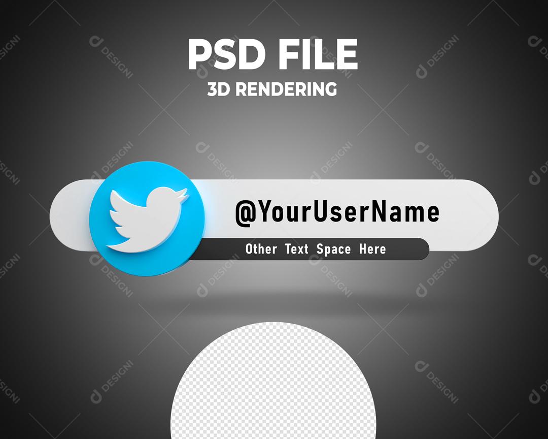 Tag do Twitter 3D Elemento Para Composição PSD
