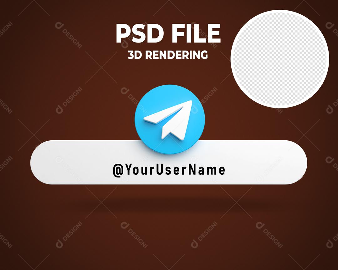 Tag Telegram 3D Elemento Para Composição PSD