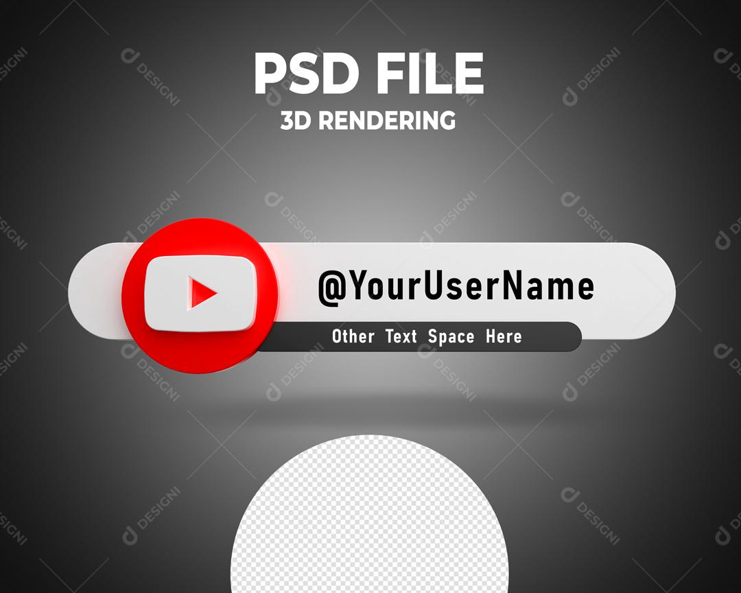 Tag do Youtube 3D Elemento Para Composição PSD