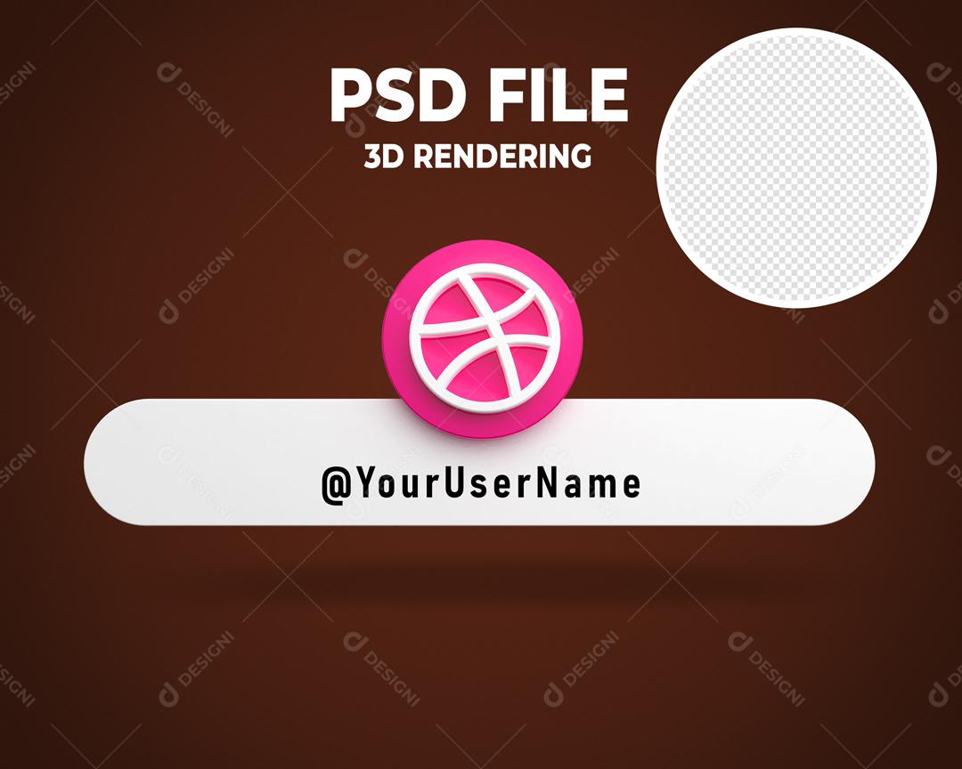 Tag do Dribbble 3D Para Composição PSD