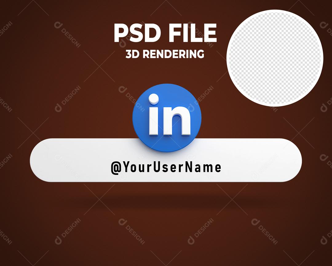 Tag Linkedin 3D Para Composição PSD